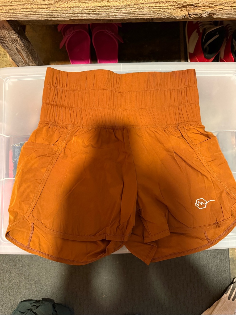 High-Waist Gold Athletic Shorts for Women